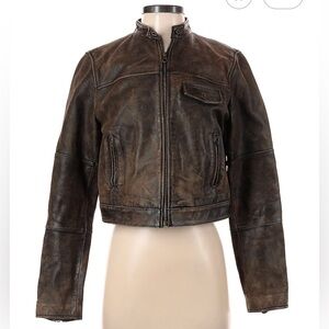 Vintage Gap leather moto jacket brown, small